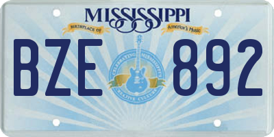MS license plate BZE892
