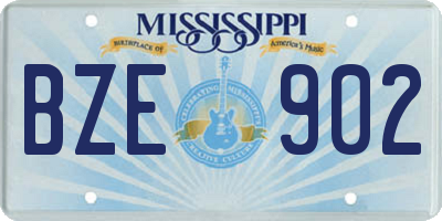 MS license plate BZE902