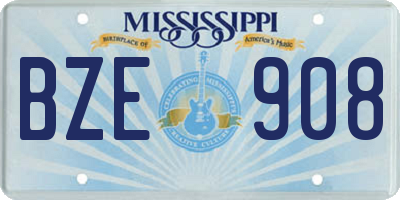 MS license plate BZE908