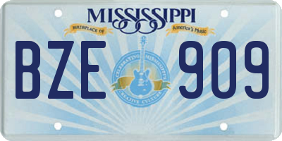 MS license plate BZE909