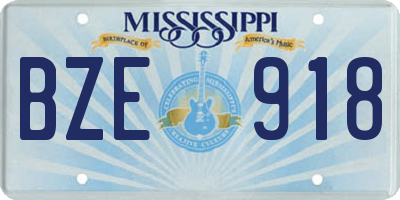 MS license plate BZE918