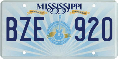 MS license plate BZE920