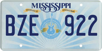 MS license plate BZE922
