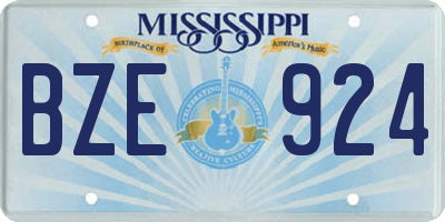 MS license plate BZE924