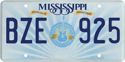 MS license plate BZE925