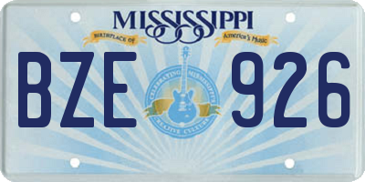 MS license plate BZE926