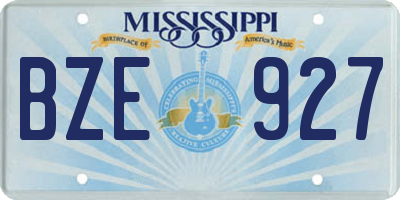 MS license plate BZE927