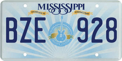 MS license plate BZE928