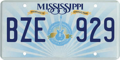MS license plate BZE929