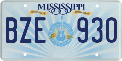 MS license plate BZE930