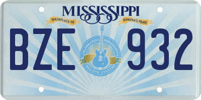MS license plate BZE932