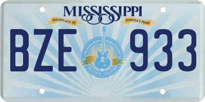 MS license plate BZE933