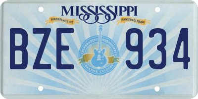 MS license plate BZE934
