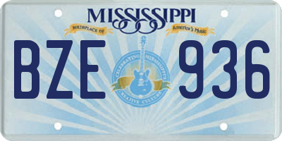 MS license plate BZE936