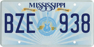 MS license plate BZE938