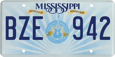 MS license plate BZE942
