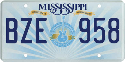MS license plate BZE958