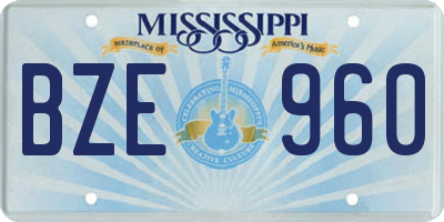 MS license plate BZE960