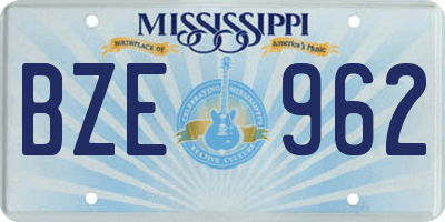 MS license plate BZE962
