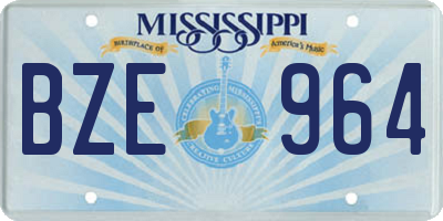 MS license plate BZE964
