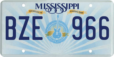 MS license plate BZE966