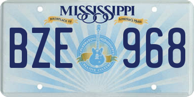 MS license plate BZE968