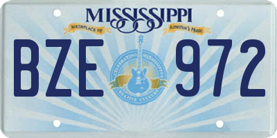 MS license plate BZE972
