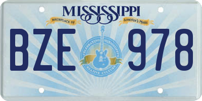 MS license plate BZE978