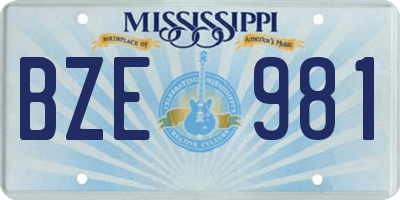 MS license plate BZE981
