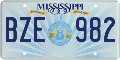 MS license plate BZE982