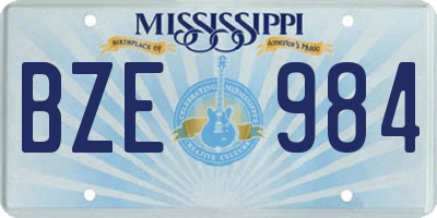 MS license plate BZE984