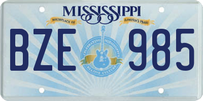 MS license plate BZE985