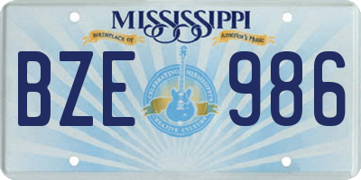 MS license plate BZE986