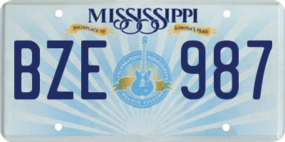 MS license plate BZE987