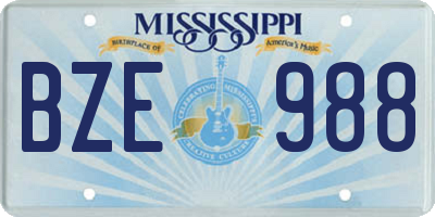 MS license plate BZE988