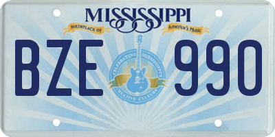 MS license plate BZE990