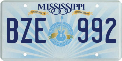 MS license plate BZE992