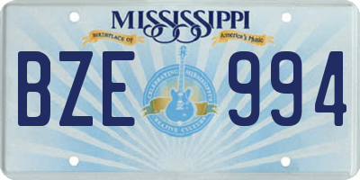 MS license plate BZE994