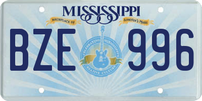 MS license plate BZE996