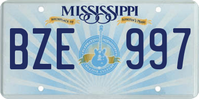 MS license plate BZE997