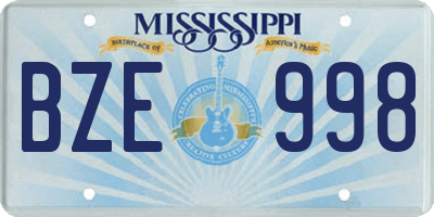 MS license plate BZE998