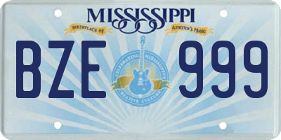MS license plate BZE999