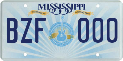 MS license plate BZF000