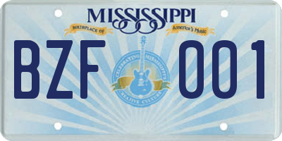 MS license plate BZF001