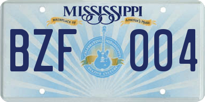MS license plate BZF004