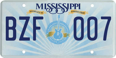 MS license plate BZF007
