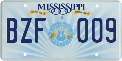 MS license plate BZF009
