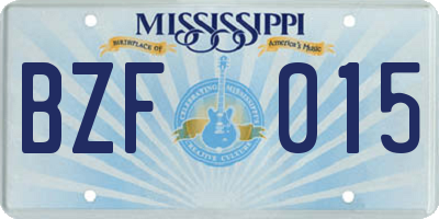 MS license plate BZF015