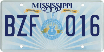 MS license plate BZF016