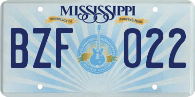 MS license plate BZF022